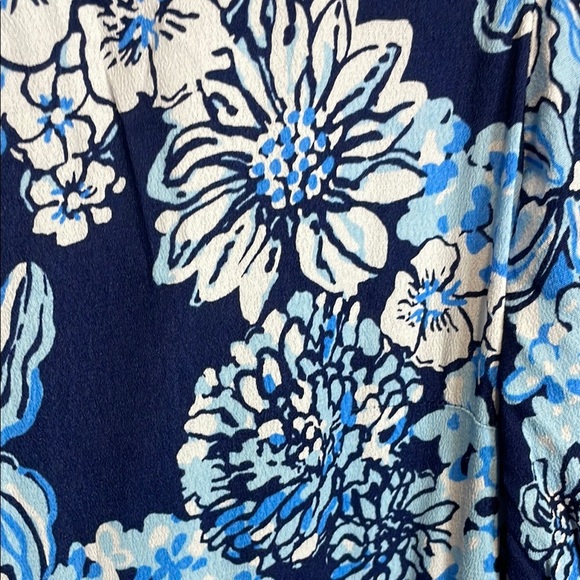 Lilly Pulitzer Blue and White Sundress with Cuffed 3/4 Sleeves - Picture 4 of 14